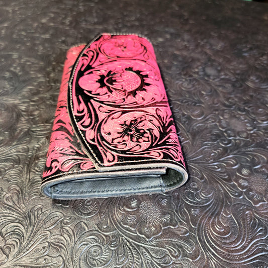 Tambrina Hand-tooled Wallet in Pomegranate 