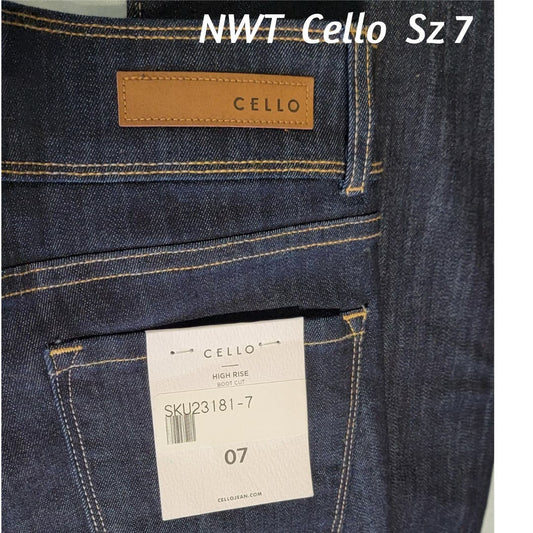 NWT Cello Size 7 High Rise Stretchy Bootcut Dark Wash Boutique Jeans