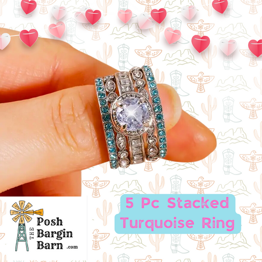 Turquoise Western Scroll Band Stackable Ring