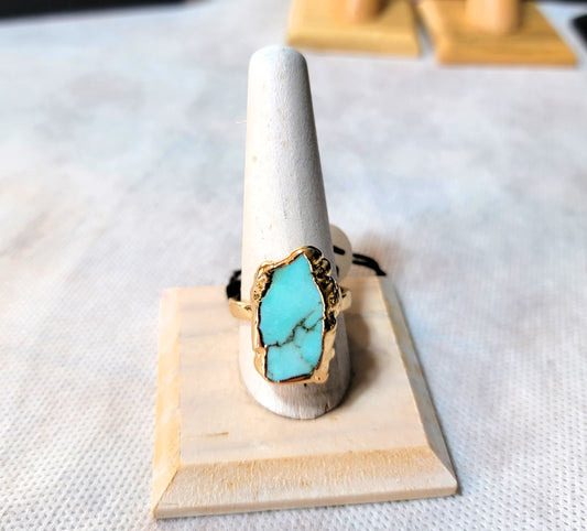 Raw Turquoise Stone in Gold Setting