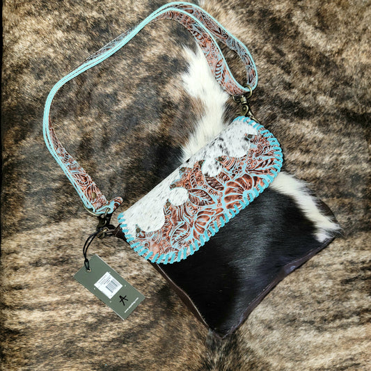 Turquoise Fleurs Cowhide Leather & Hideon
