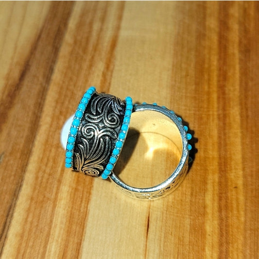 Turquoise Wrapped Western Scroll Ring The Posh Bargin Barn