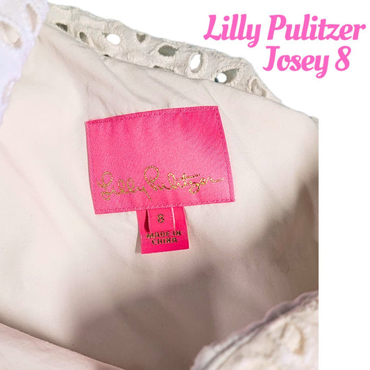 EUC Lilly Pulitzer Josey Eyelet One Shoulder Dress Size 8 White Bridal Designer