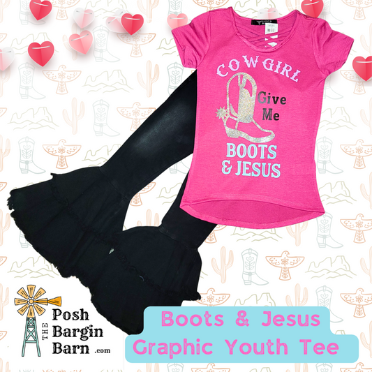 Glitter Give me Boots & Jesus Cowgirl T-Shirt