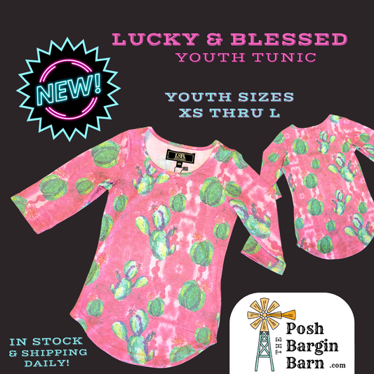 Lucky & Blessed Pink & Cactus Tunic Blouse Girls Tunic