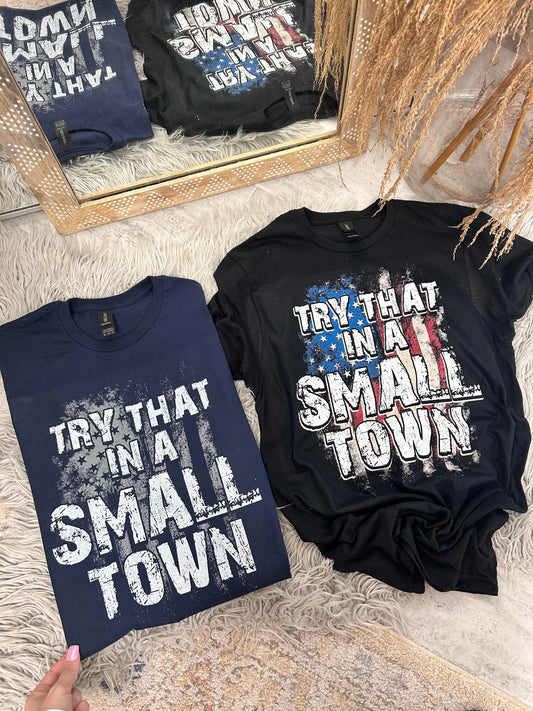 Youth Try That In A Small Town USA Flag Graphic Tee Shirt