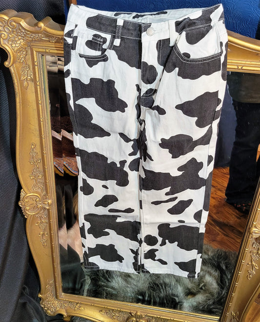 Youth cow print jeans
