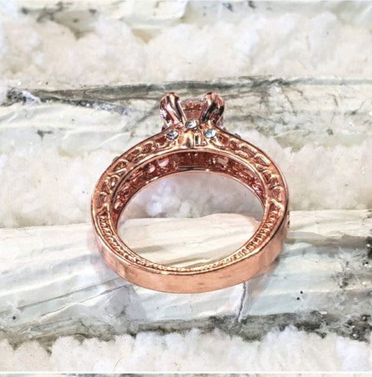 Champagne Rose Gold Cocktail Ring Fashion Christmas Gift Jewelry