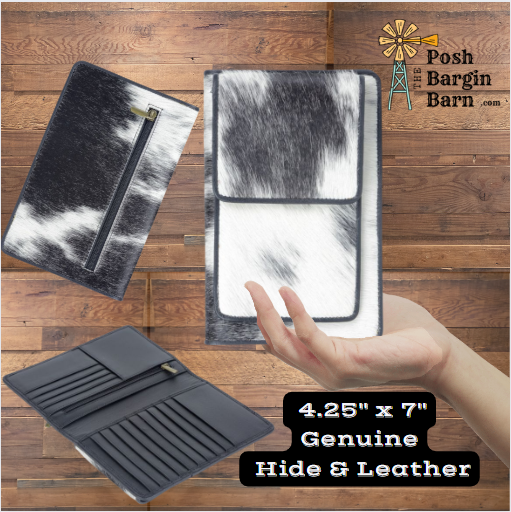 Black & White Travel Wallet Hand Crafted Hide