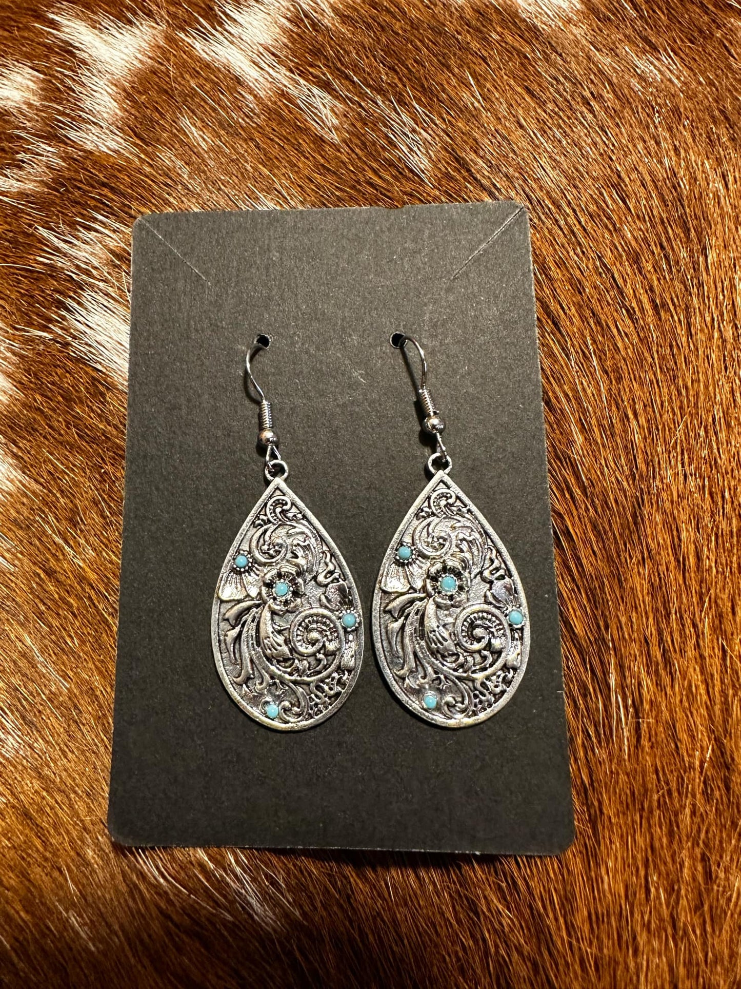 Silver & Turquoise Teardrop Earrings