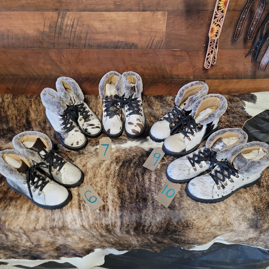 Cowhide Turbulent Boots Western Heel Hiking Fur