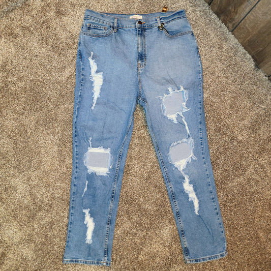 Jill Distressed Mom Jeans PLUS Black or Blue