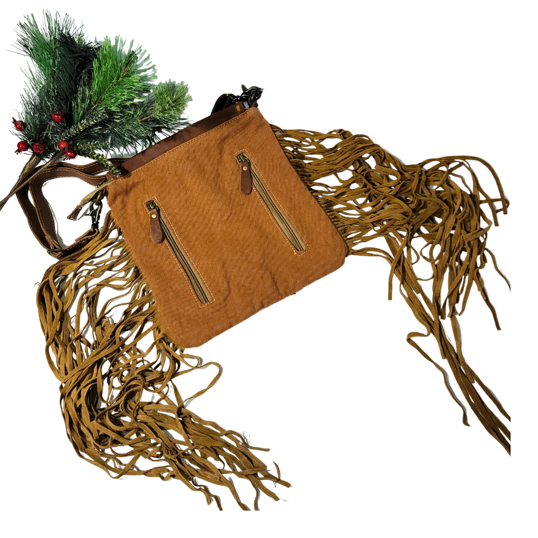 Willow Saddle Blanket Cowhide C/C Tooled Strap Handbag