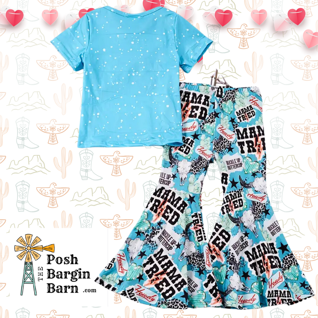 Blue Mama Tried 2 Pc Bell Outfit Girls Cowgirl