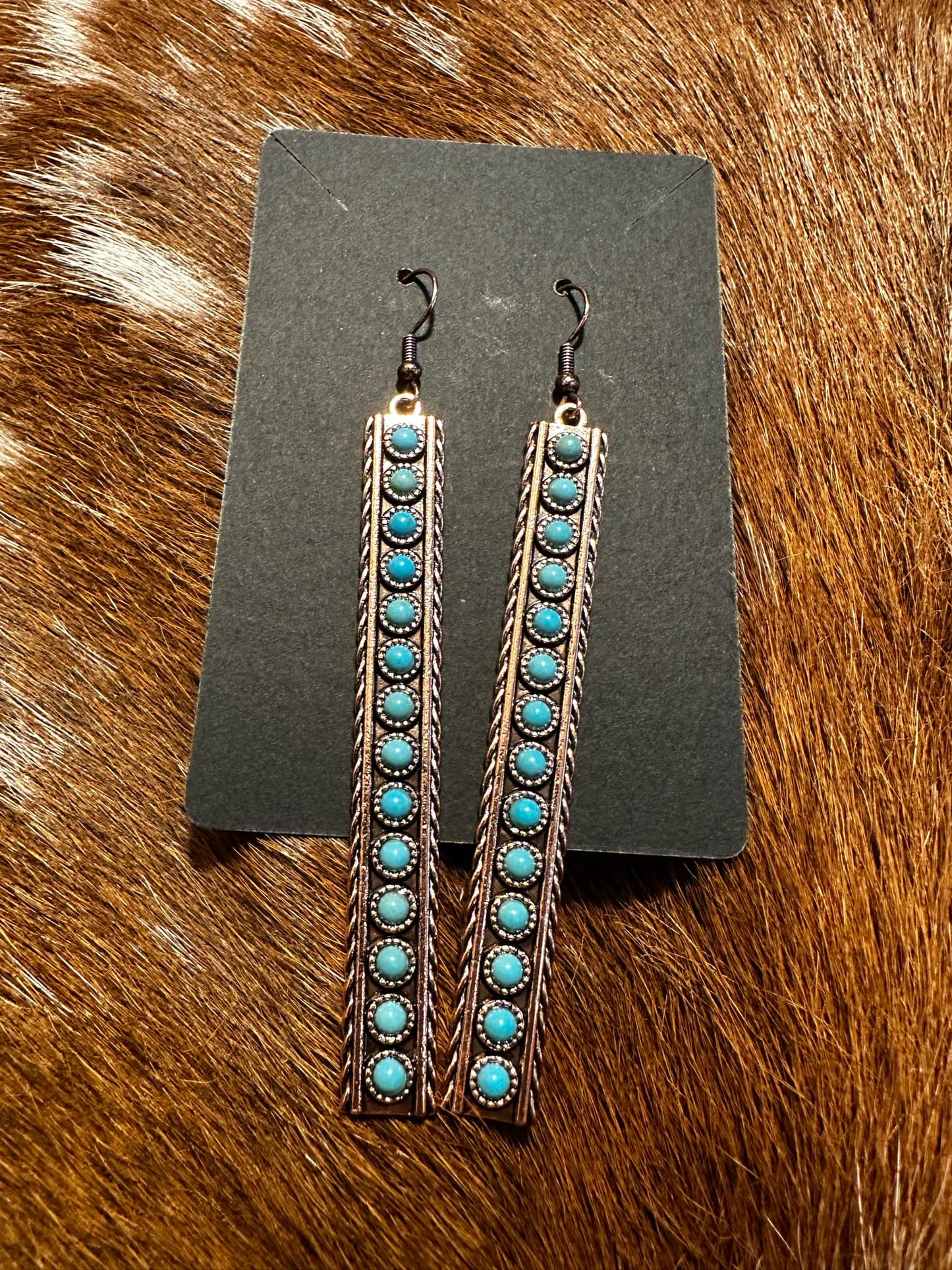 Dangle Copper & Turquoise Beaded Earrings