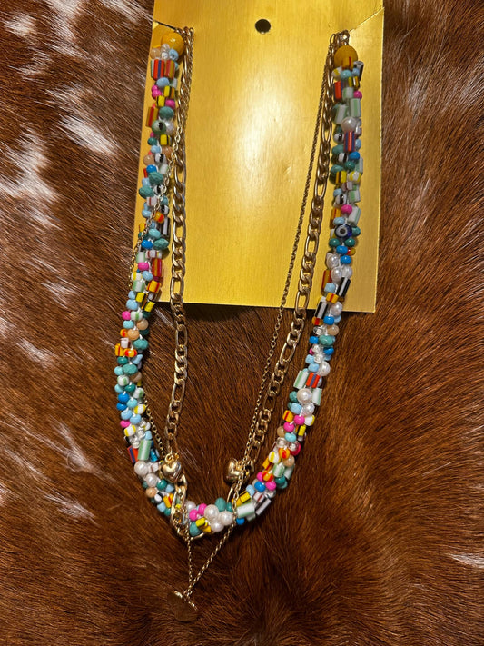 Bright & Colorful Multi-Chain Necklace