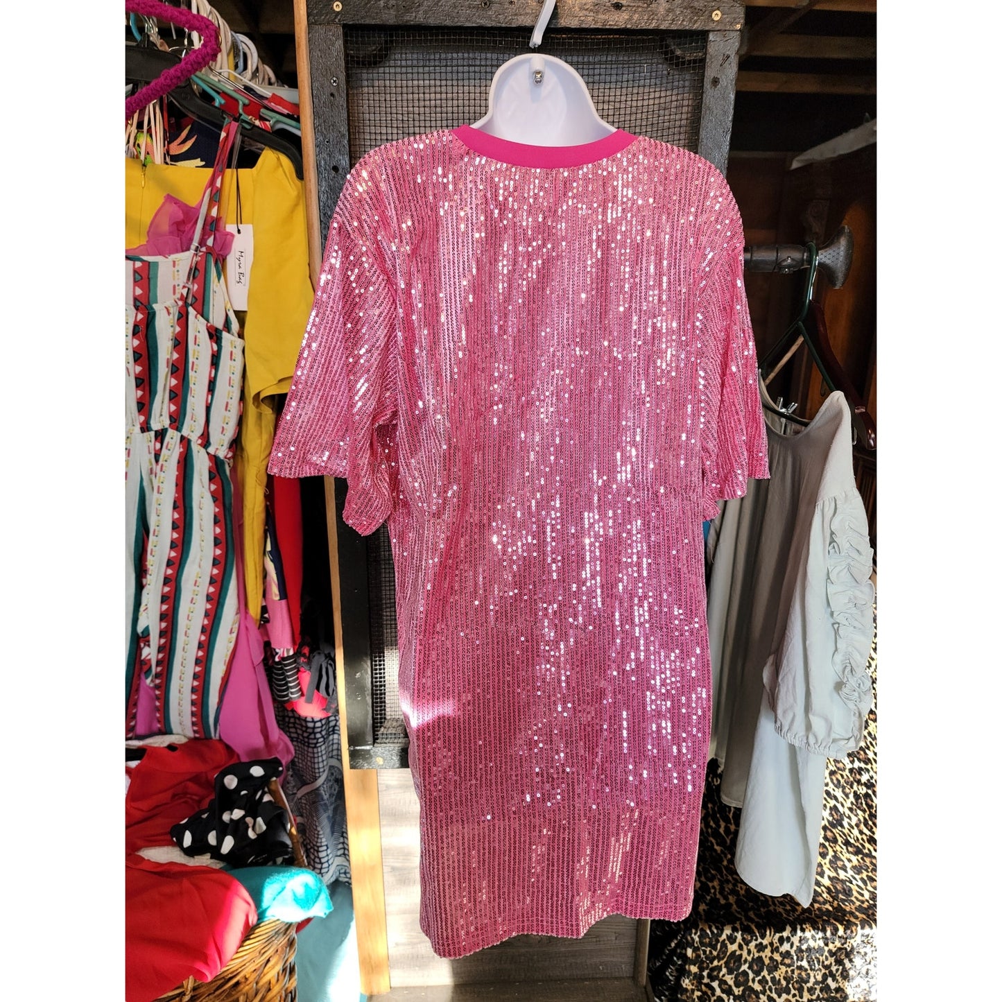 NWT Pink Sequins It's My Birthday Shirt Dress Party night Out Girls Sz SMALL