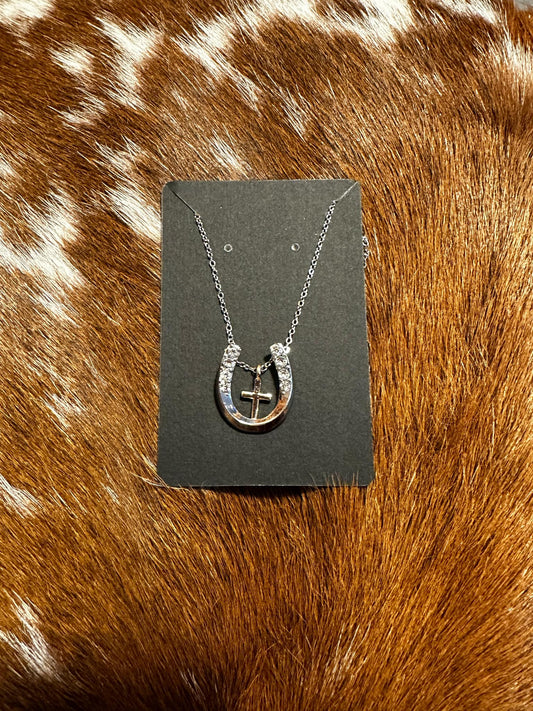 Horse Shoe & Cross Necklace