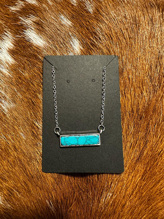 Flat-Top Turquoise Bar Necklace