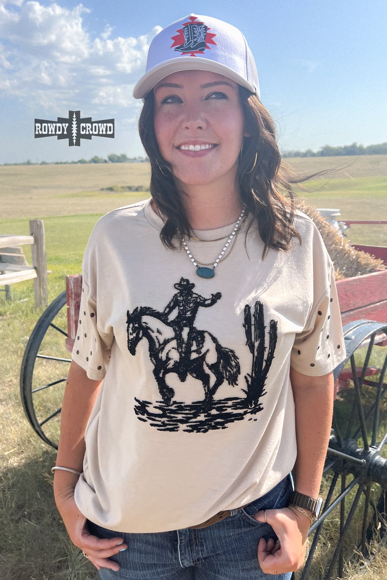 High Horse Tee Bucking Cowboy & Cactus