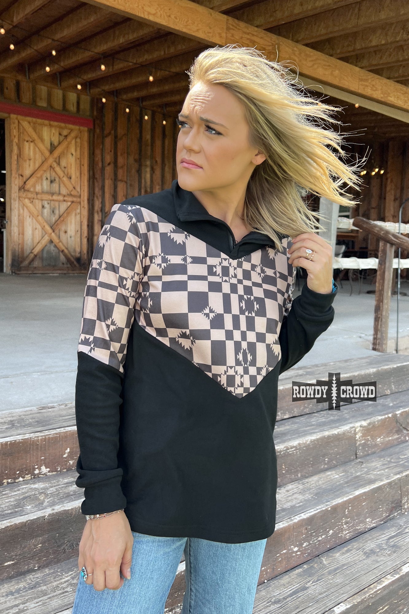 Check Me Out Pullover Checkered Flag Aztec 4