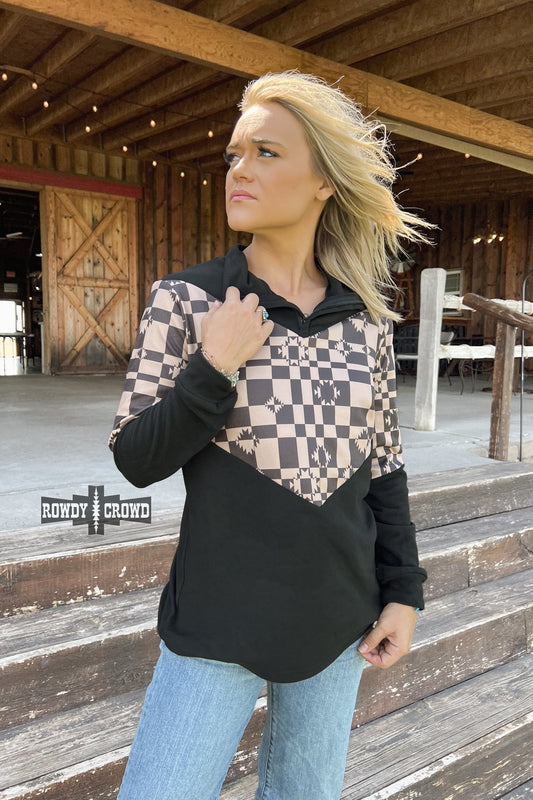 Check Me Out Pullover Checkered Flag Aztec 2