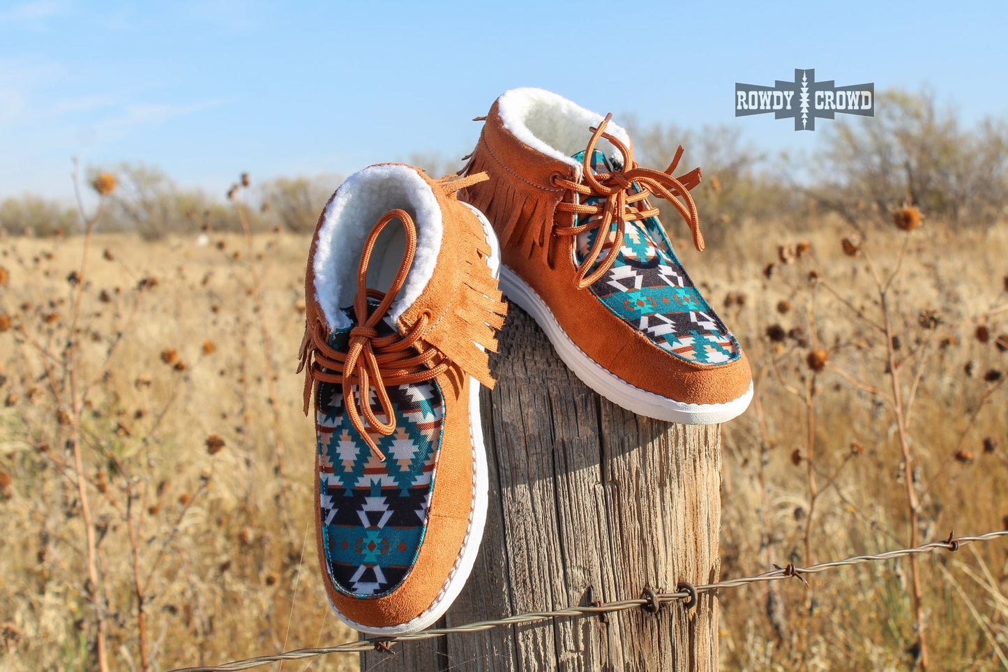 Turquoise Mesquite Aztec Lined Moccasins