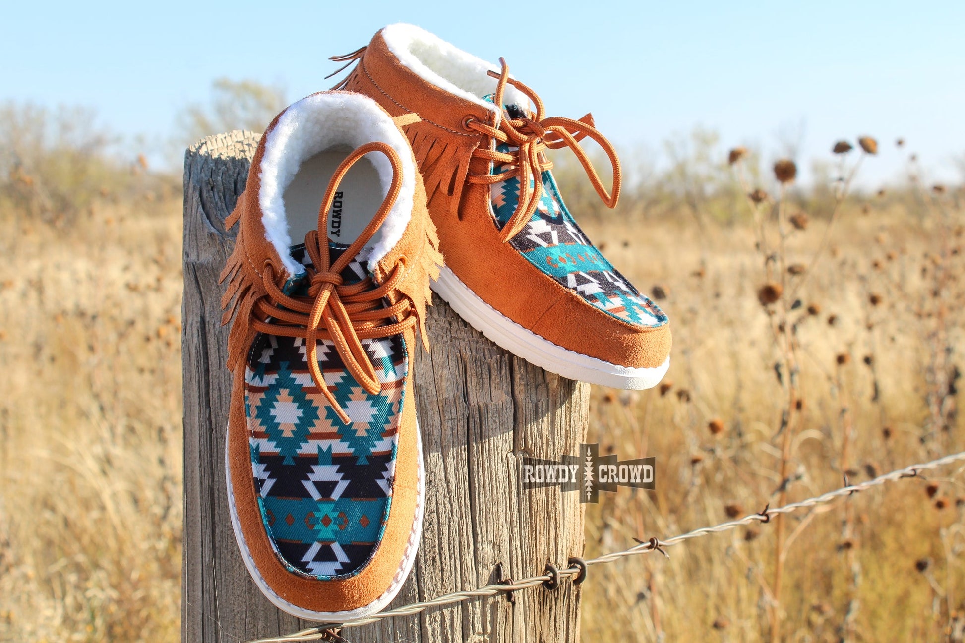 Turquoise Mesquite Aztec Lined Moccasins