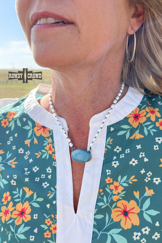 Ponca Pearl Necklace Turquoise Long Style