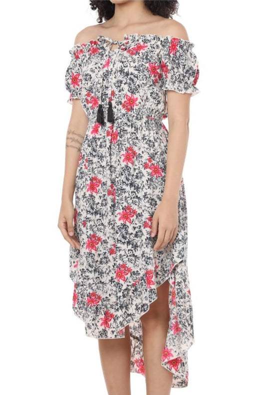 Felicitous Dress Side Slit Off Shoulder Floral