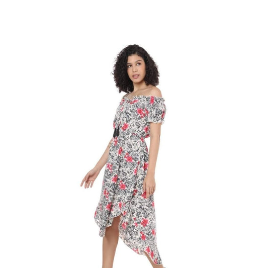 Felicitous Dress Side Slit Off Shoulder Floral