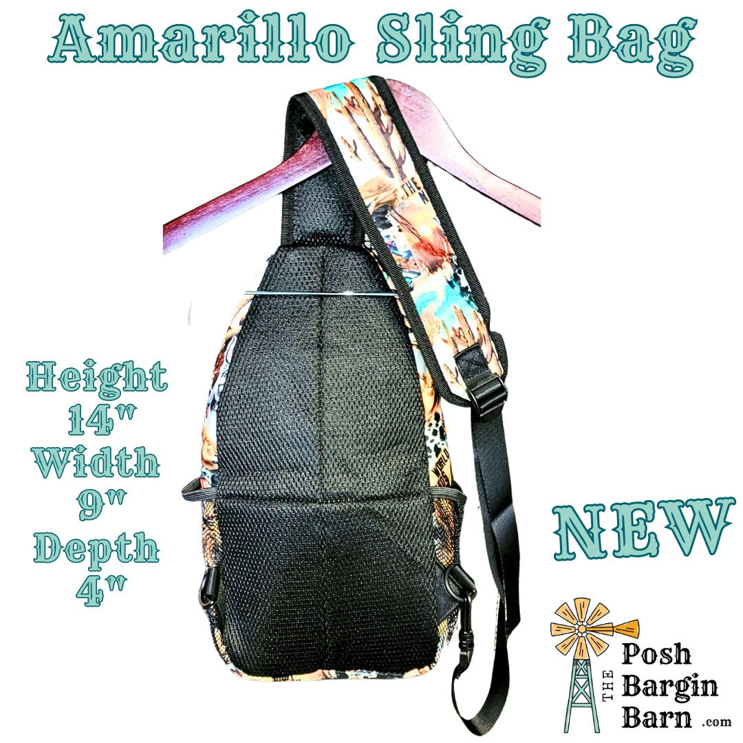 New Western Light Sling Bag Backpack Purse Fanny 14" Amarillo Handbag Pack