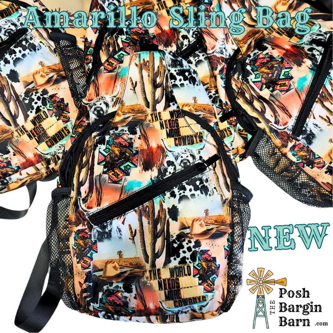 New Western Light Sling Bag Backpack Purse Fanny 14" Amarillo Handbag Pack