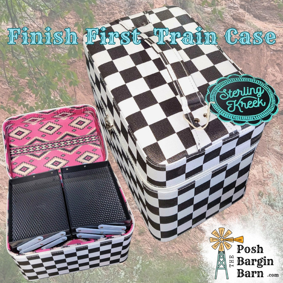 NEW Checkered Flag Race Train Case Make Up Cosmetic Organizer Finish First