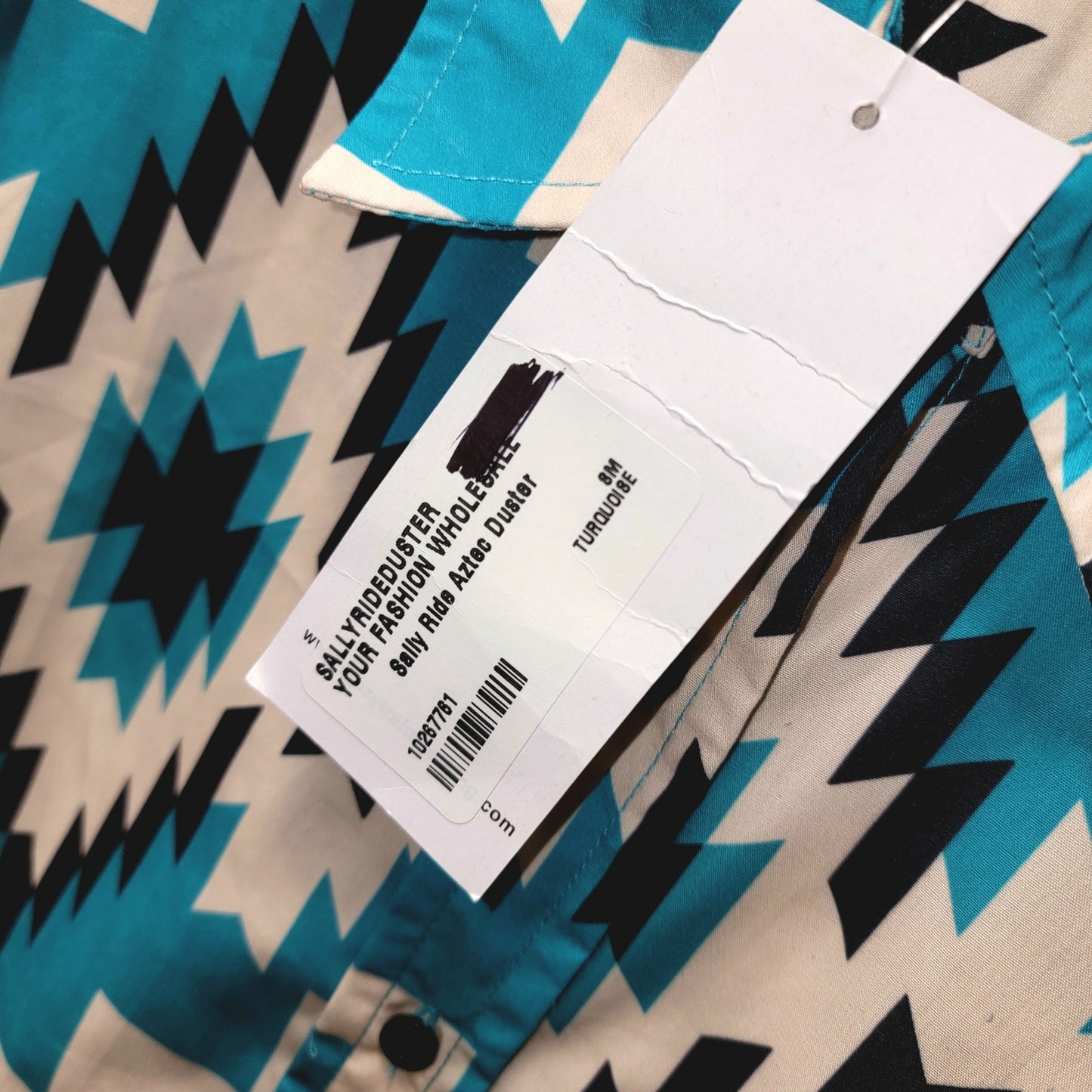 NWT Crazy Train S Sally Ride Turquoise Aztec Hi Low Button Down Duster Dress