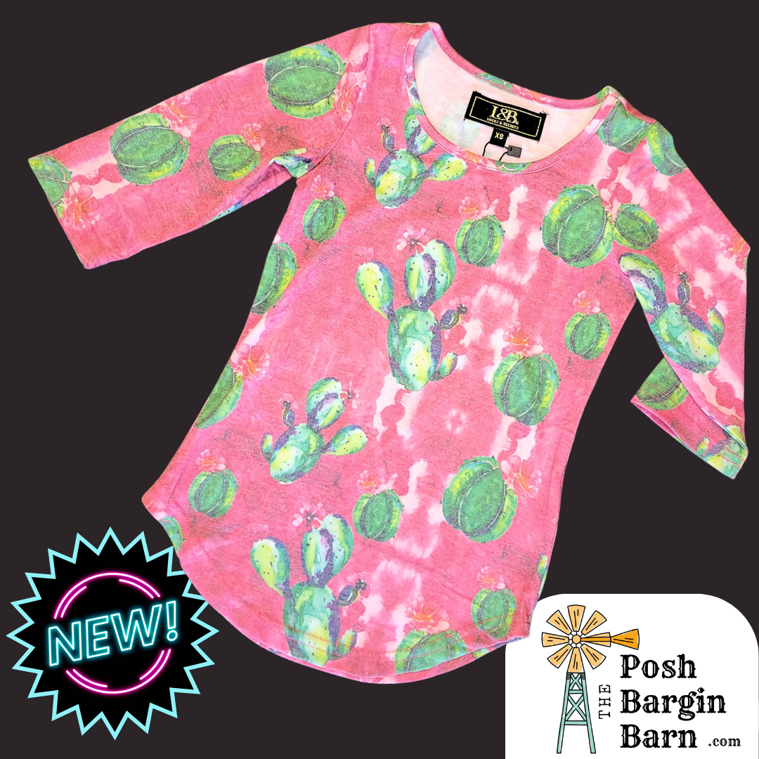 Lucky & Blessed Pink & Cactus Tunic Blouse Girls Tunic