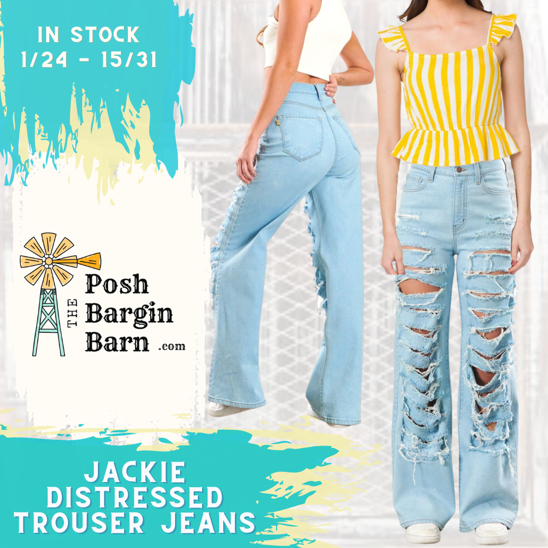 Jackie Distressed Wide Leg Jean Light Wash